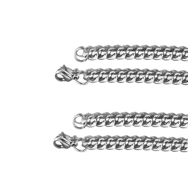 INF Halsband i rostfritt stål med NK-kedja, 6-sidig polerad kubansk länk, stålfärg 3 mm