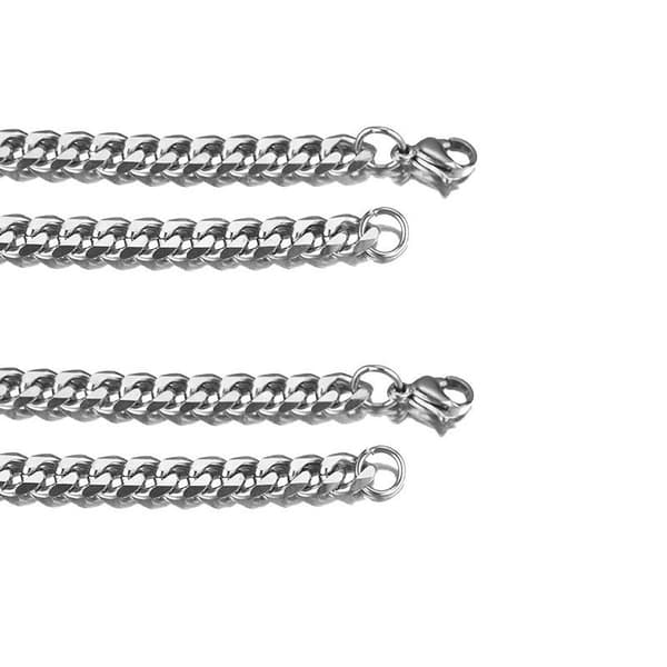 INF Halsband i rostfritt stål med NK-kedja, 6-sidig polerad kubansk länk, stålfärg 3 mm