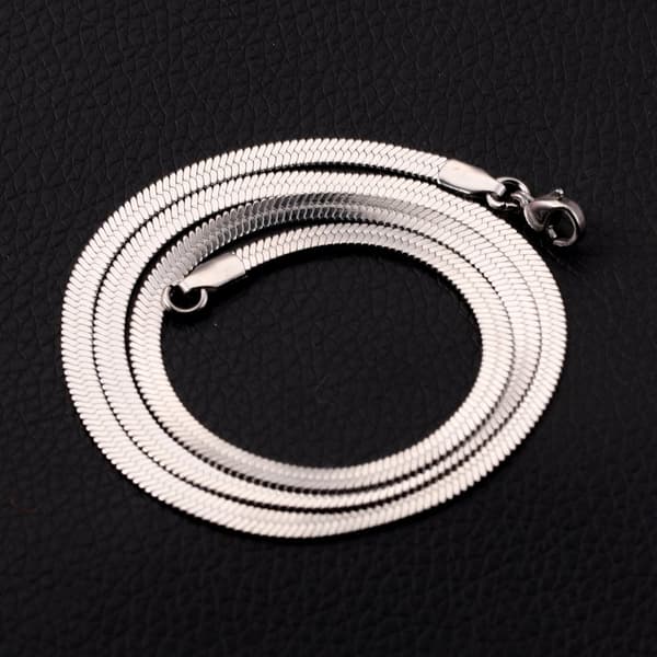 INF Flat Snake Chain Necklace, 5mm kjede i rustfritt stål