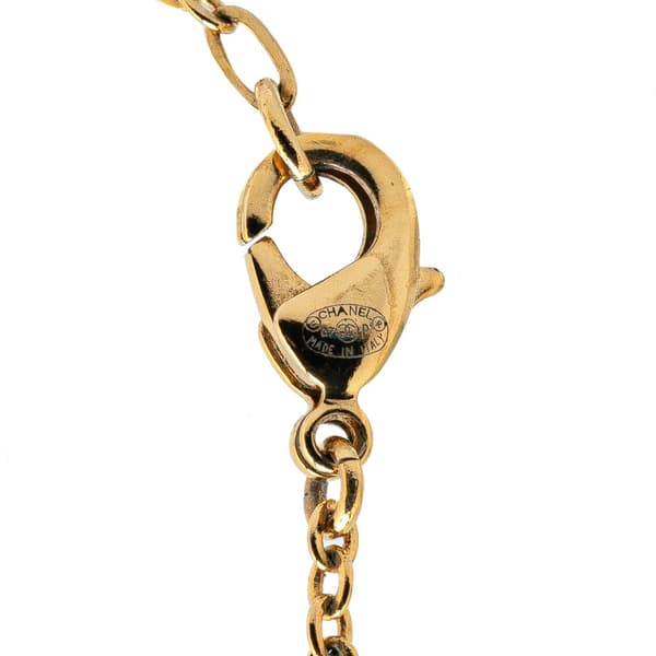 Pre-owned Chanel Gold Plated CC Faux Pearl Pendant Necklace Gold