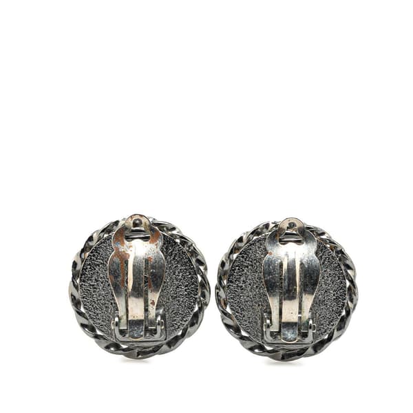 Pre-owned Chanel Silver Plated Mademoiselle Coco Profile Clip on Earrings Silver