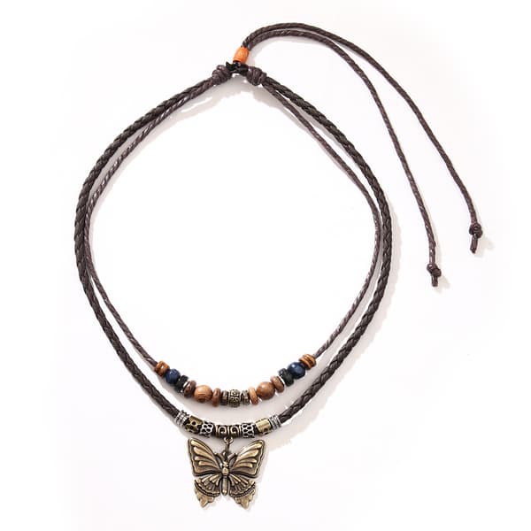 INF Boho sommerfuglkjede med vintage myntanheng