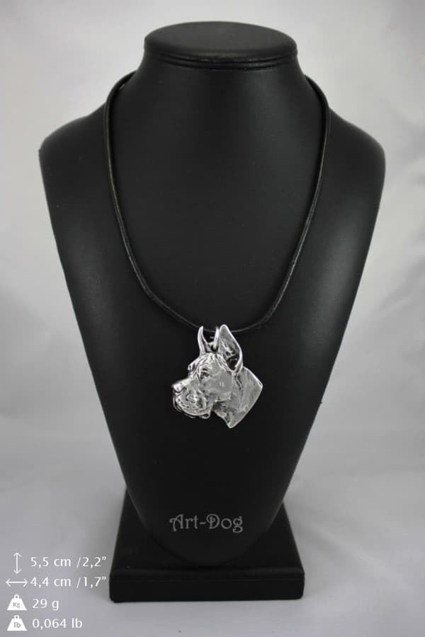 Great Dane I - halsband med hund, silverpläterat hänge för en hundfantast, unika Art-Dog smycken