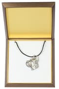 Miniatyrbild 1 av 8: Great Dane I - halsband med en hund i presentask, silverpläterad medaljong för en hundfantast, iögonfallande Art-Dog-hänge