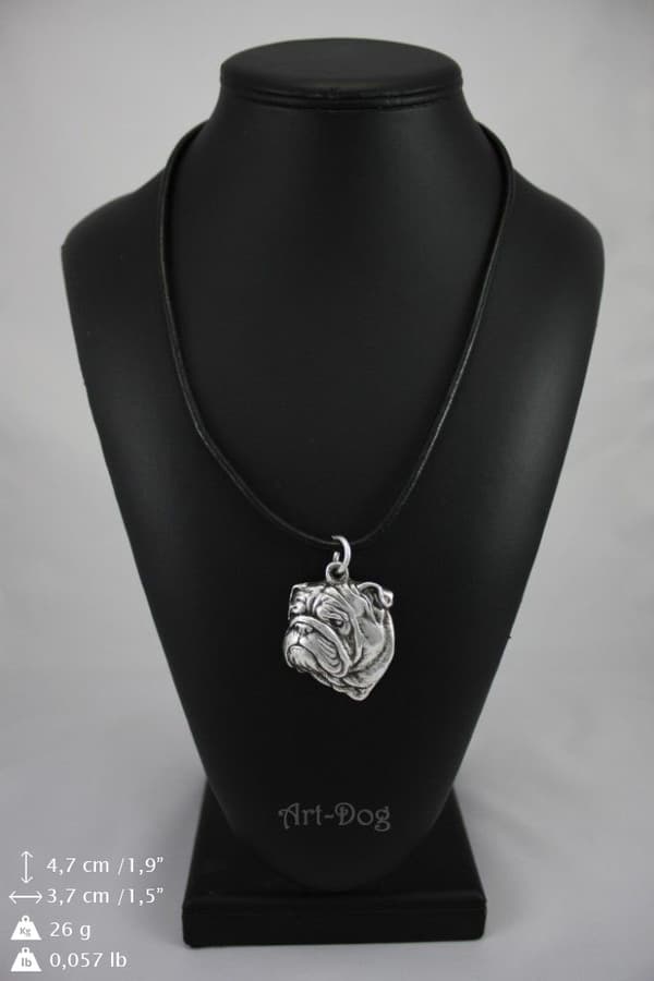 Engelsk Bulldog, Bulldog I - halsband med hund, silverpläterat hänge för en hundfantast, unika Art-Dog-smycken