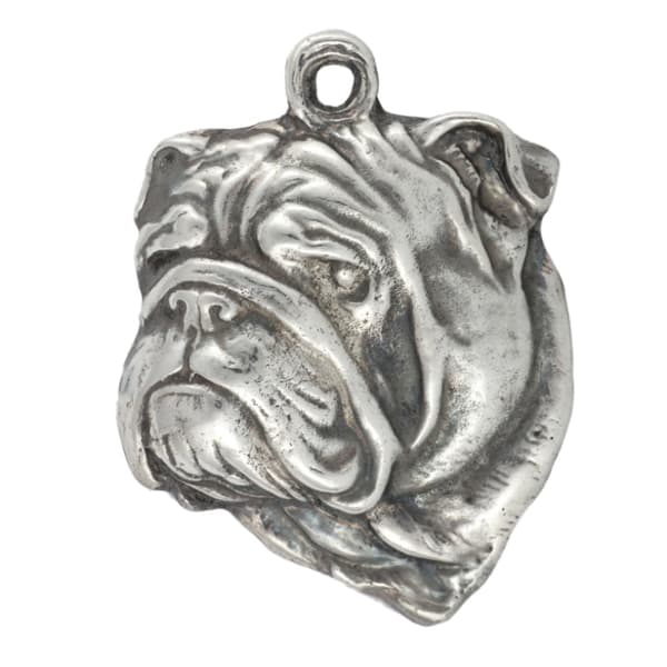 Engelsk Bulldog, Bulldog I - halsband med hund, silverpläterat hänge för en hundfantast, unika Art-Dog-smycken
