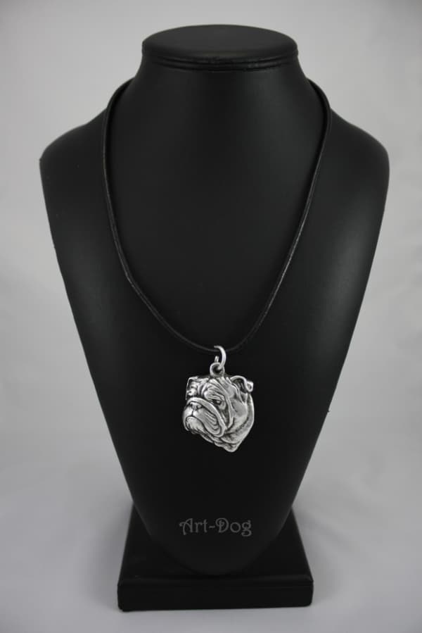 Engelsk Bulldog, Bulldog I - halsband med hund, silverpläterat hänge för en hundfantast, unika Art-Dog-smycken