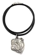Miniatyrbild 1 av 7: Engelsk Bulldog, Bulldog I - halsband med hund, silverpläterat hänge för en hundfantast, unika Art-Dog-smycken
