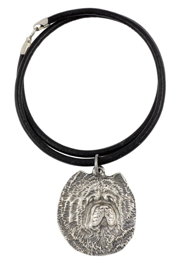 Chow Chow - halsband med en hund, silverpläterat hänge för en hundfantast, unika Art-Dog-smycken