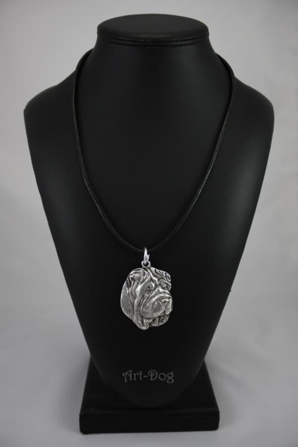Shar Pei - halsband med en hund, silverpläterat hänge för en hundfantast, unika Art-Dog-smycken