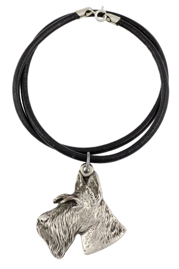 Scottish Terrier, Aberdeen Terrier I - halsband med hund, silverpläterat hänge för en hundfantast, unika Art-Dog-smycken
