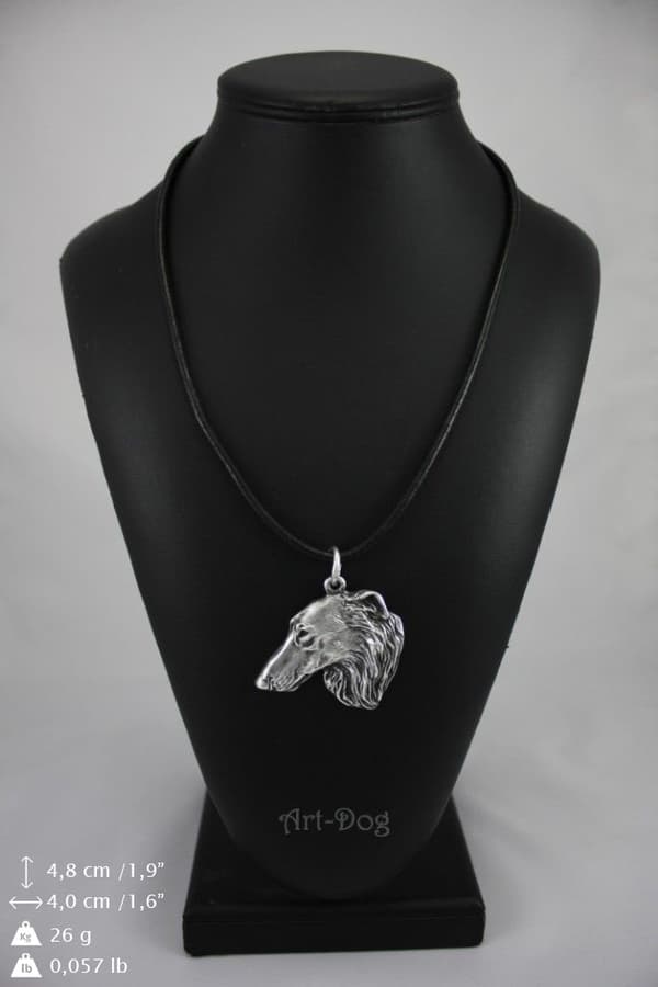 Russian Borzoi, Borzoi, Barzoi - kaulakoru koiralla, hopeoitu riipus koirafanille, ainutlaatuiset Art-Dog korut