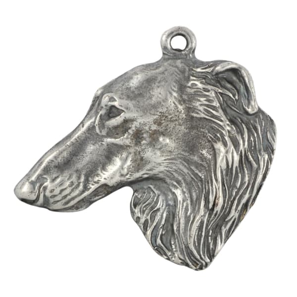 Russian Borzoi, Borzoi, Barzoi - kaulakoru koiralla, hopeoitu riipus koirafanille, ainutlaatuiset Art-Dog korut