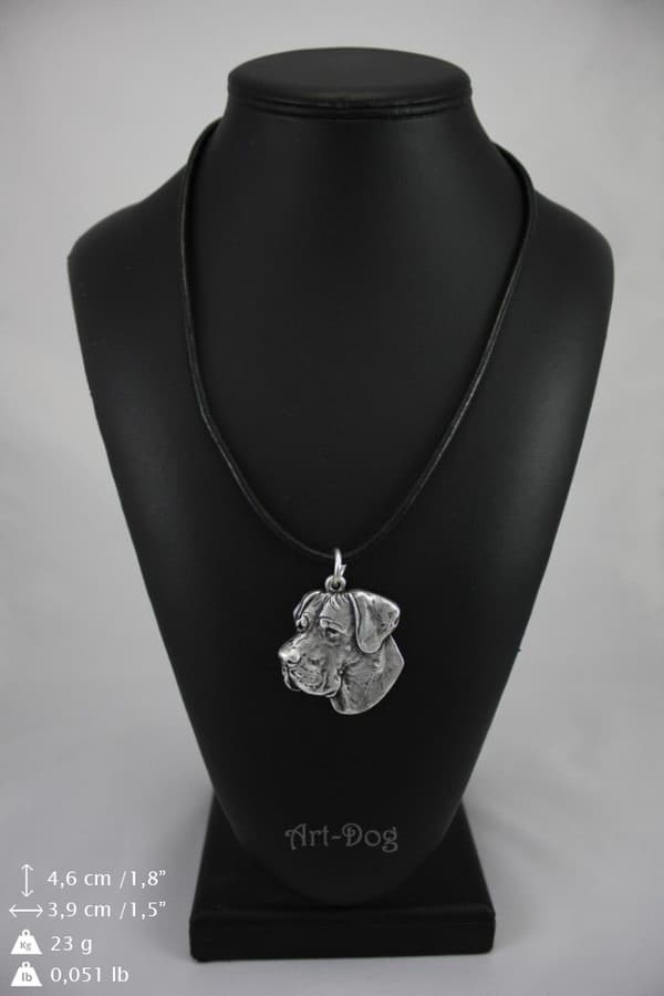 Great Dane II - halsband med hund, silverpläterat hänge för en hundfantast, unika Art-Dog-smycken