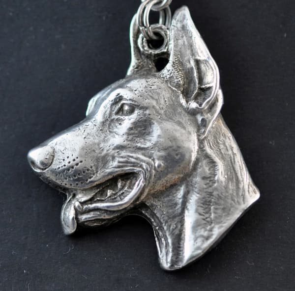 Doberman, Dobermann I - halsband med hund, silverpläterat hänge för en hundfantast, unika Art-Dog-smycken