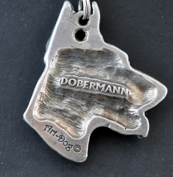 Doberman, Dobermann I - halsband med hund, silverpläterat hänge för en hundfantast, unika Art-Dog-smycken