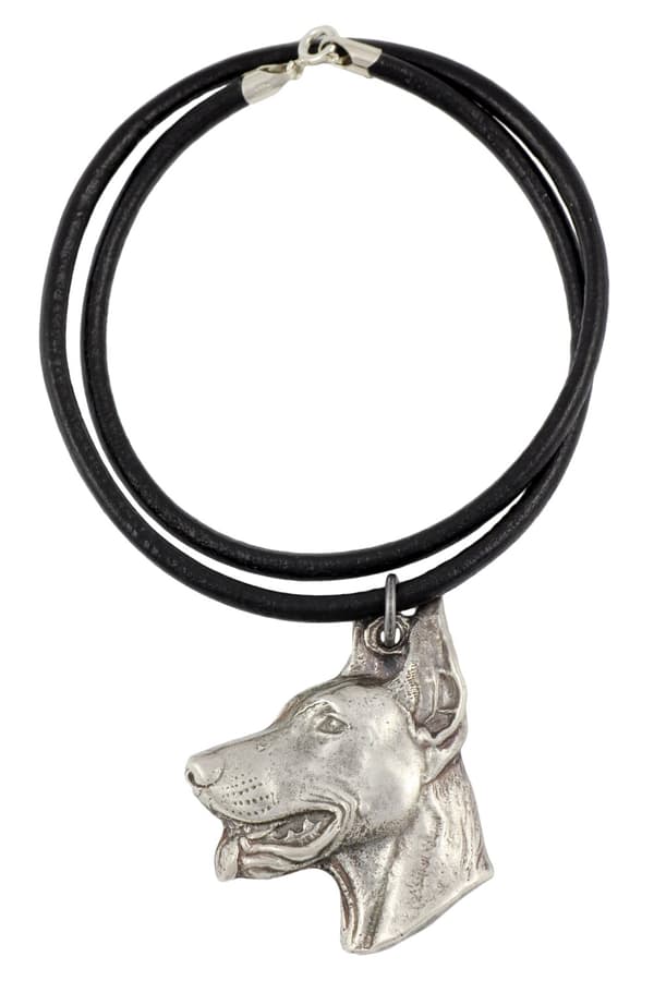 Doberman, Dobermann I - halsband med hund, silverpläterat hänge för en hundfantast, unika Art-Dog-smycken