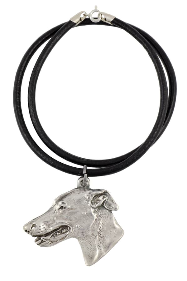 Vinttikoira, Englanninvinttikoira - kaulakoru koiran kanssa, hopeoitu riipus koirafanille, ainutlaatuiset Art-Dog-korut