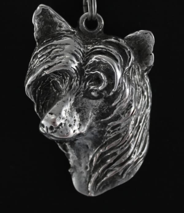 Kiinanharjakoira - kaulakoru koiran kanssa, hopeoitu riipus koirafanille, ainutlaatuiset Art-Dog-korut