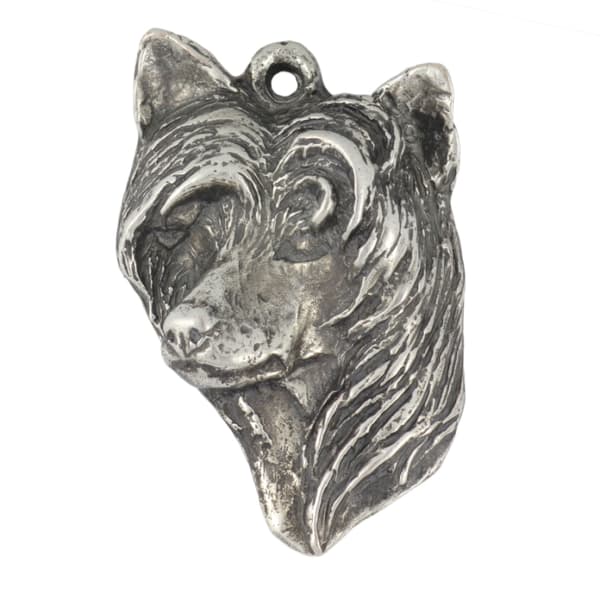 Kiinanharjakoira - kaulakoru koiran kanssa, hopeoitu riipus koirafanille, ainutlaatuiset Art-Dog-korut
