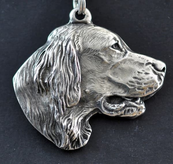 Engelsk setter, Laverack - halsband med en hund, silverpläterat hänge för en hundfantast, unika Art-Dog-smycken
