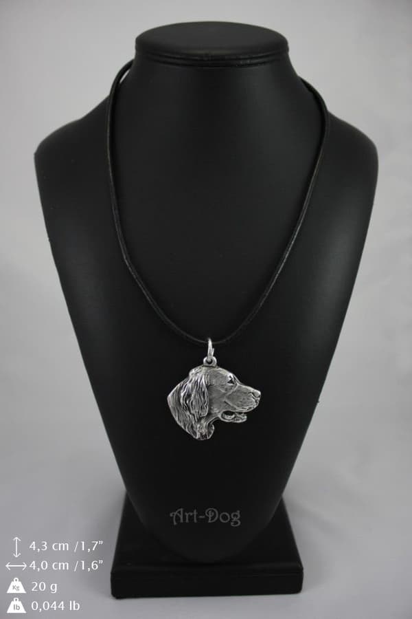 Engelsk setter, Laverack - halsband med en hund, silverpläterat hänge för en hundfantast, unika Art-Dog-smycken
