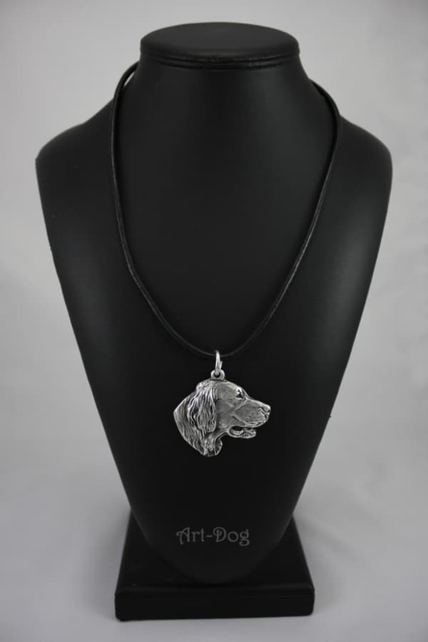 Engelsk setter, Laverack - halsband med en hund, silverpläterat hänge för en hundfantast, unika Art-Dog-smycken