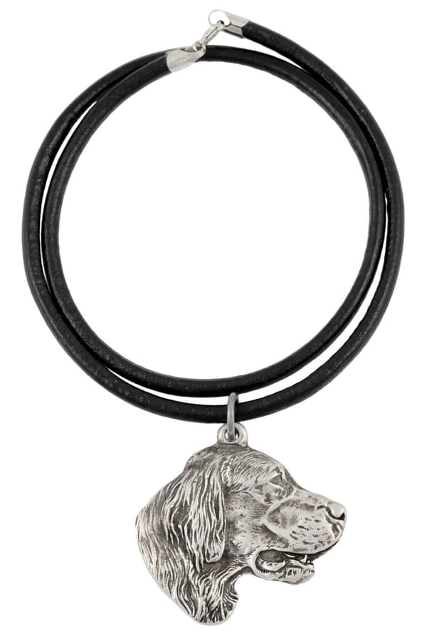 Engelsk setter, Laverack - halsband med en hund, silverpläterat hänge för en hundfantast, unika Art-Dog-smycken