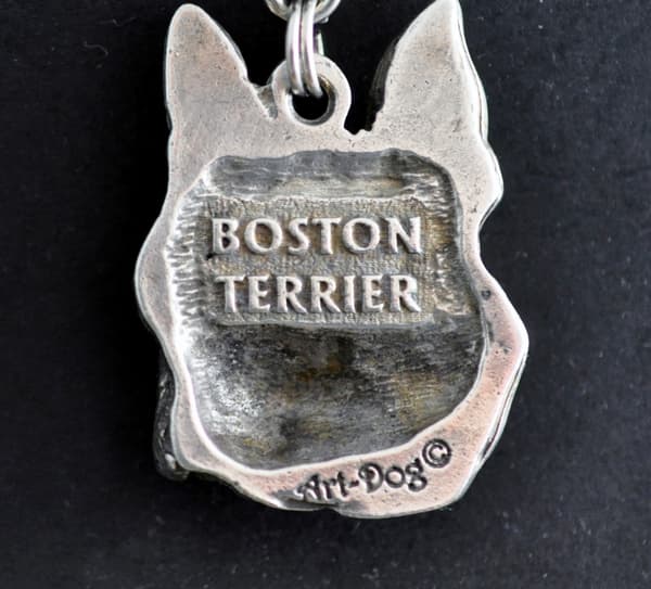 Boston Terrier, Boston Bull Terrier - halsband med hund, silverpläterat hänge för en hundfantast, unika Art-Dog-smycken
