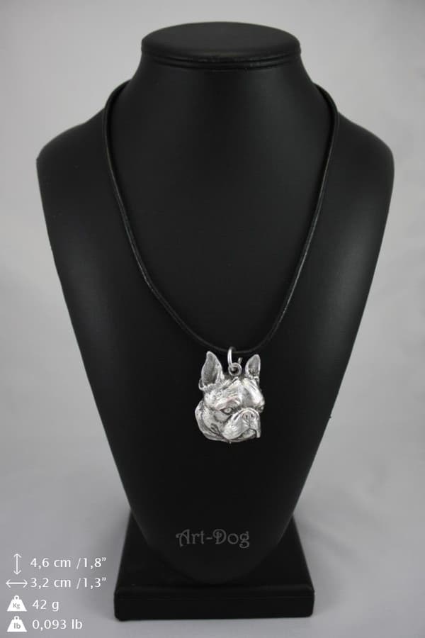 Boston Terrier, Boston Bull Terrier - halsband med hund, silverpläterat hänge för en hundfantast, unika Art-Dog-smycken