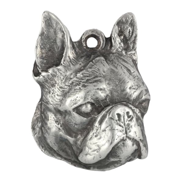 Boston Terrier, Boston Bull Terrier - halsband med hund, silverpläterat hänge för en hundfantast, unika Art-Dog-smycken