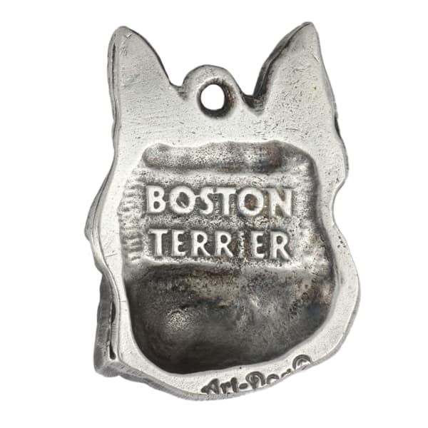 Boston Terrier, Boston Bull Terrier - halsband med hund, silverpläterat hänge för en hundfantast, unika Art-Dog-smycken