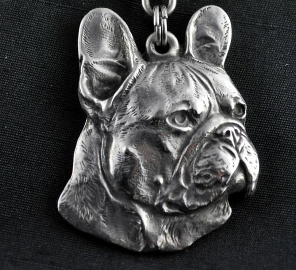 Ranskanbulldoggi I - kaulakoru koiran kanssa, hopeoitu riipus koirafanille, ainutlaatuiset Art-Dog korut