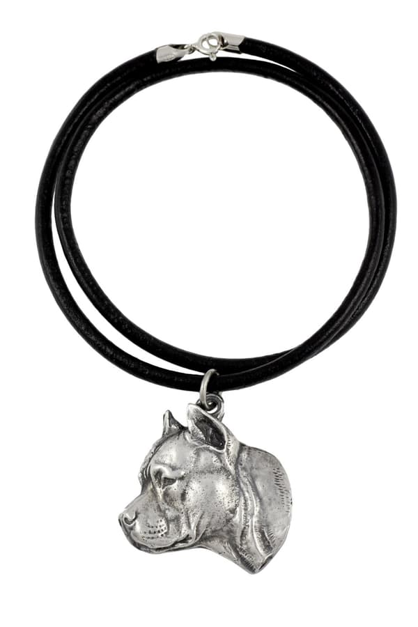 American Staffordshire terrier, Amstaff, Amstaf II - halsband med hund, silverpläterat hänge för en hundfantast, unika Art-Dog smycken