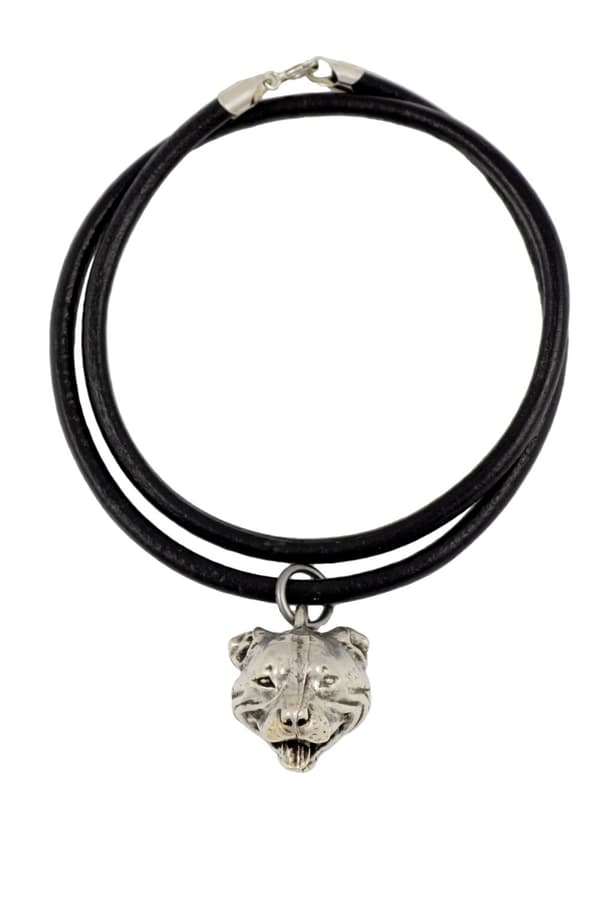 Staffordshire Bull Terrier, Staffik, Staffi - halsband med hund, silverpläterat hänge för en hundfantast, unika Art-Dog-smycken