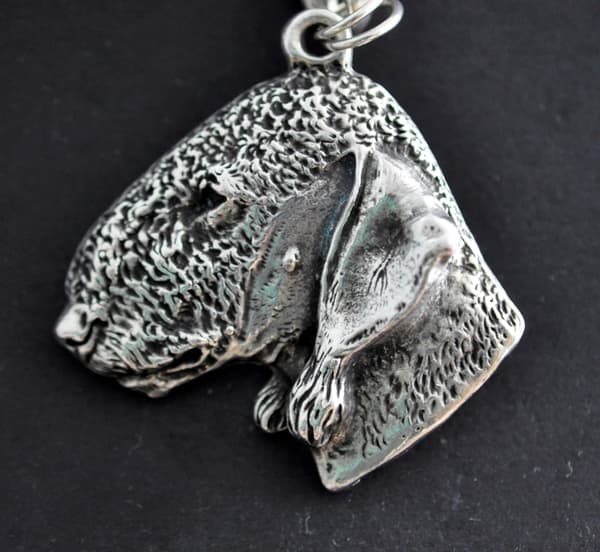 Bedlington Terrier, Rothbury Terrier - hundehalskæde, sølvbelagt vedhæng til en hundefan, unikke Art-Dog smykker