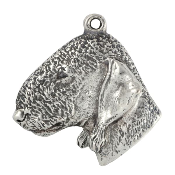 Bedlington Terrier, Rothbury Terrier - hundehalskæde, sølvbelagt vedhæng til en hundefan, unikke Art-Dog smykker