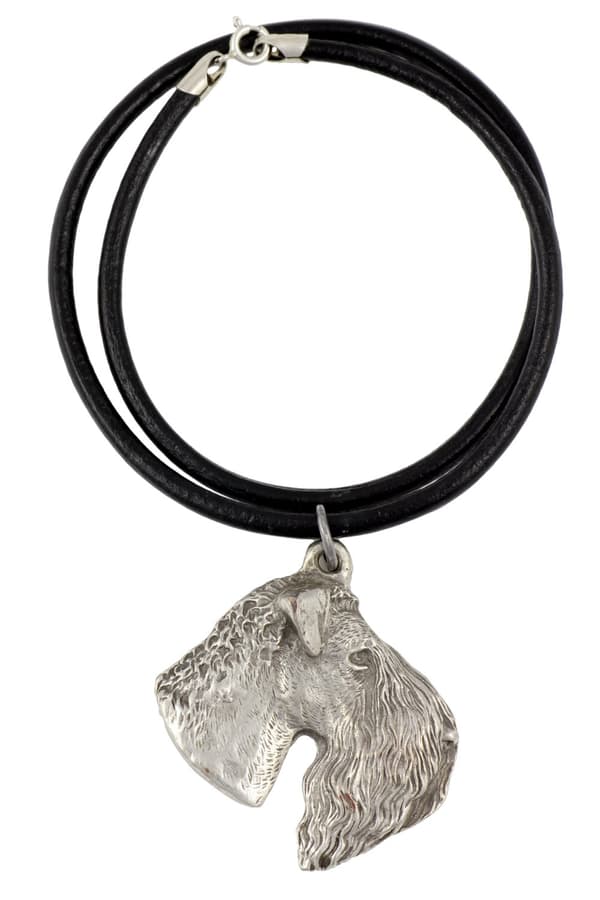 Kerry Blue Terrier, Irish Blue Terrier - halsband med en hund, silverpläterat hänge för en hundfantast, unika Art-Dog-smycken