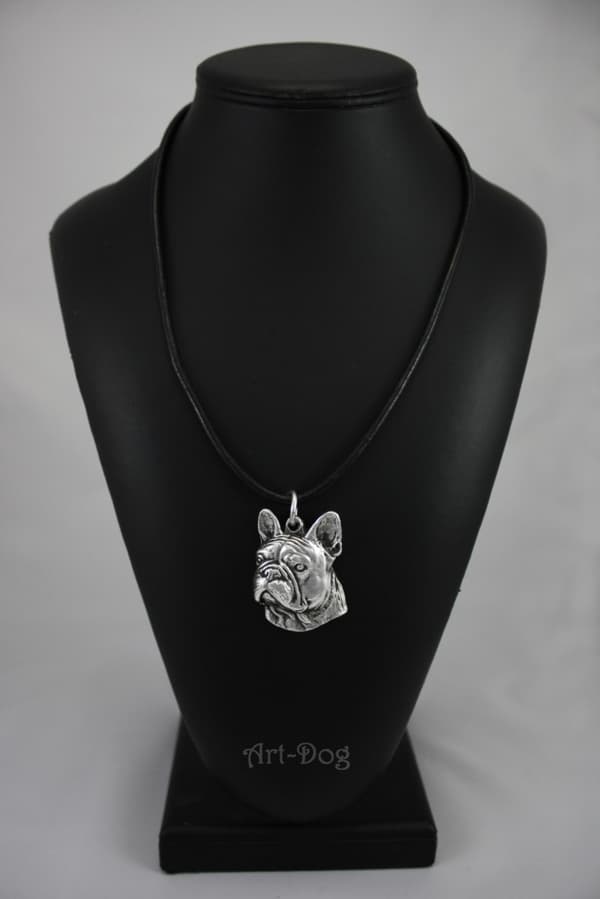 French Bulldog II - halsband med en hund, silverpläterat hänge för en hundfantast, unika Art-Dog-smycken