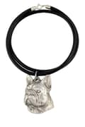 Miniatyrbild 1 av 7: French Bulldog II - halsband med en hund, silverpläterat hänge för en hundfantast, unika Art-Dog-smycken