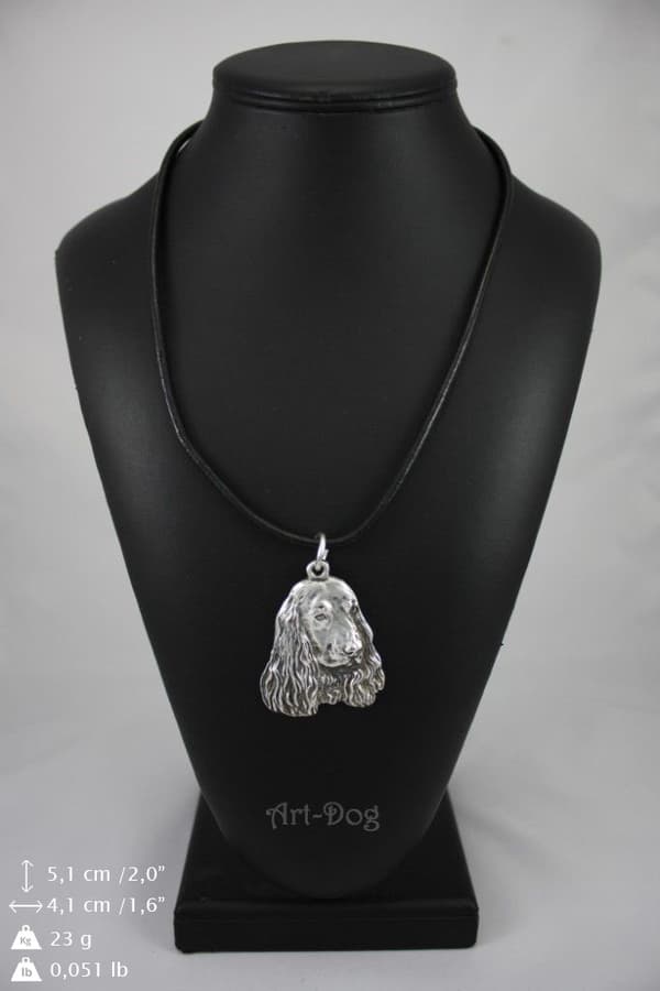 Engelsk Cocker Spaniel I - halsband med hund, silverpläterat hänge för en hundfantast, unika Art-Dog smycken