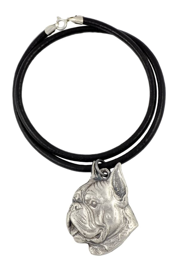 Boxer, Boxer II - halsband med en hund, silverpläterat hänge för en hundfantast, unika Art-Dog-smycken