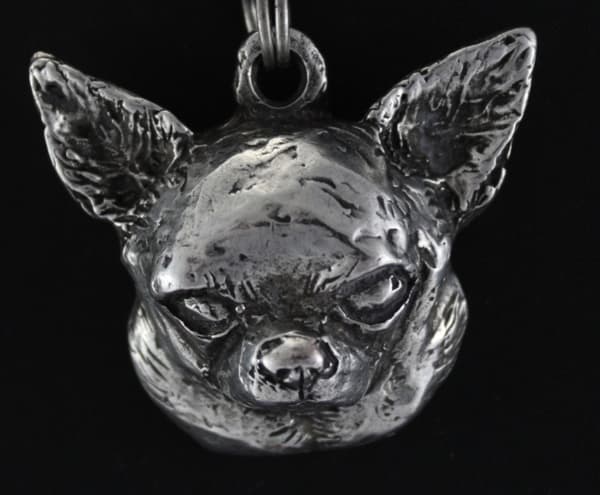 Korthårig Chihuahua - halsband med en hund, silverpläterat hänge för en hundfantast, unika Art-Dog-smycken