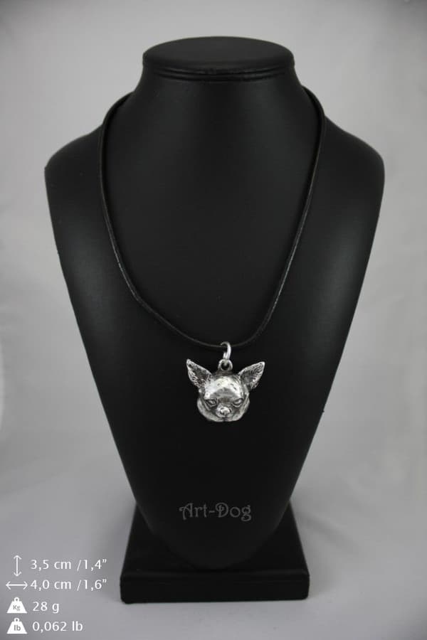 Korthårig Chihuahua - halsband med en hund, silverpläterat hänge för en hundfantast, unika Art-Dog-smycken