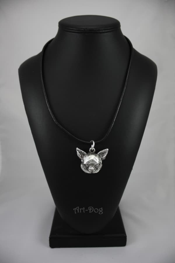 Korthårig Chihuahua - halsband med en hund, silverpläterat hänge för en hundfantast, unika Art-Dog-smycken