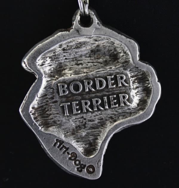 Border Terrier - halsband med en hund, silverpläterat hänge för en hundfantast, unika Art-Dog-smycken
