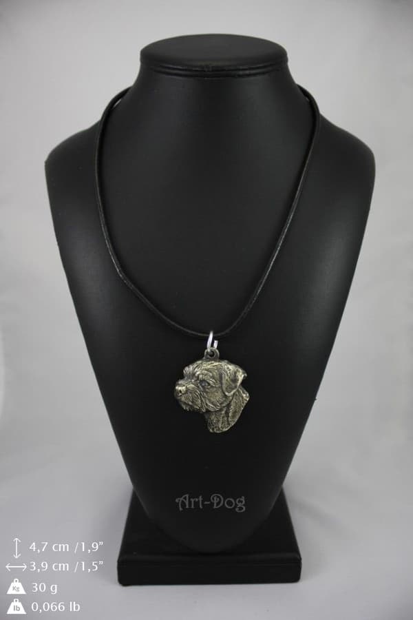 Border Terrier - halsband med en hund, silverpläterat hänge för en hundfantast, unika Art-Dog-smycken