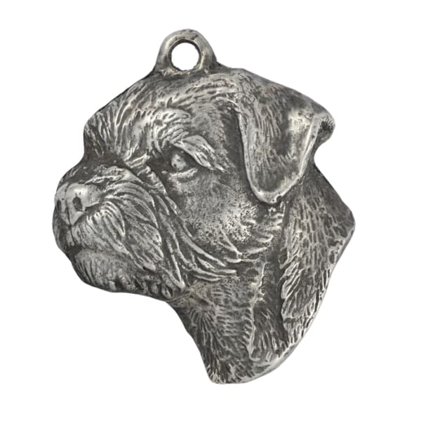 Border Terrier - halsband med en hund, silverpläterat hänge för en hundfantast, unika Art-Dog-smycken