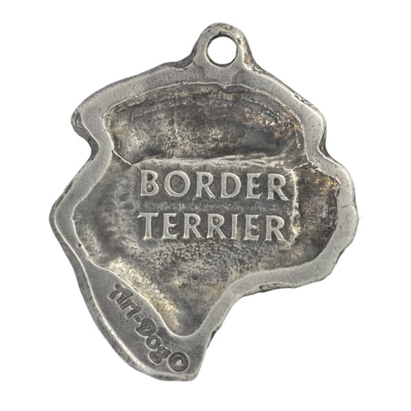 Border Terrier - halsband med en hund, silverpläterat hänge för en hundfantast, unika Art-Dog-smycken