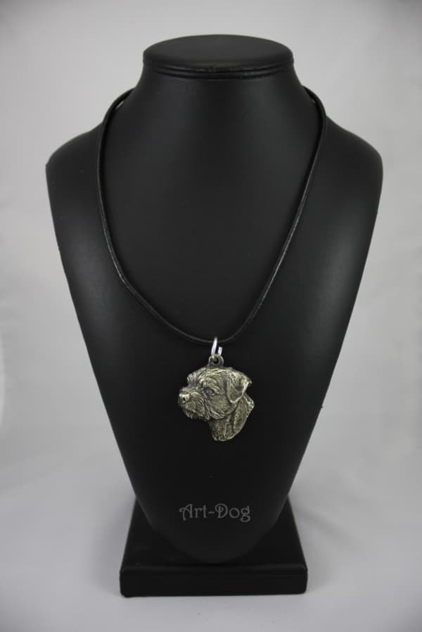 Border Terrier - halsband med en hund, silverpläterat hänge för en hundfantast, unika Art-Dog-smycken